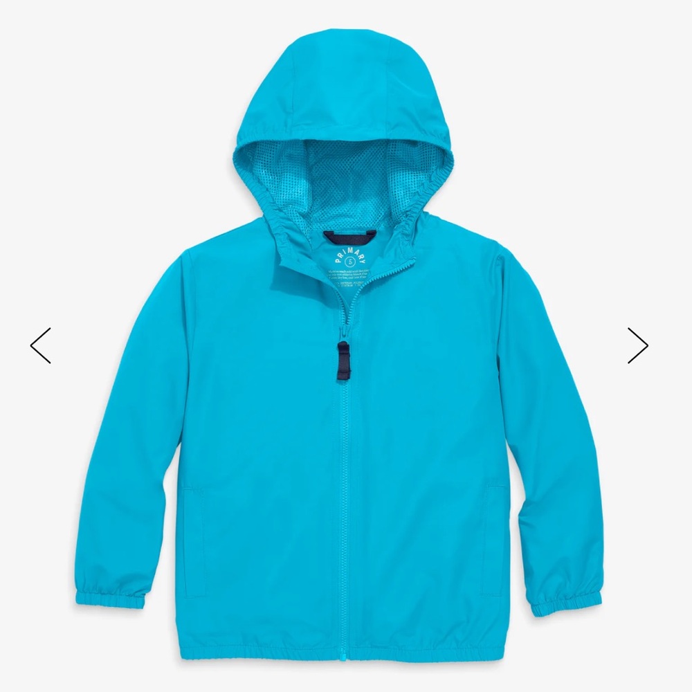 Primary Kids - Packable Windbreaker with pouch in Sea, size 8-9. New no tags